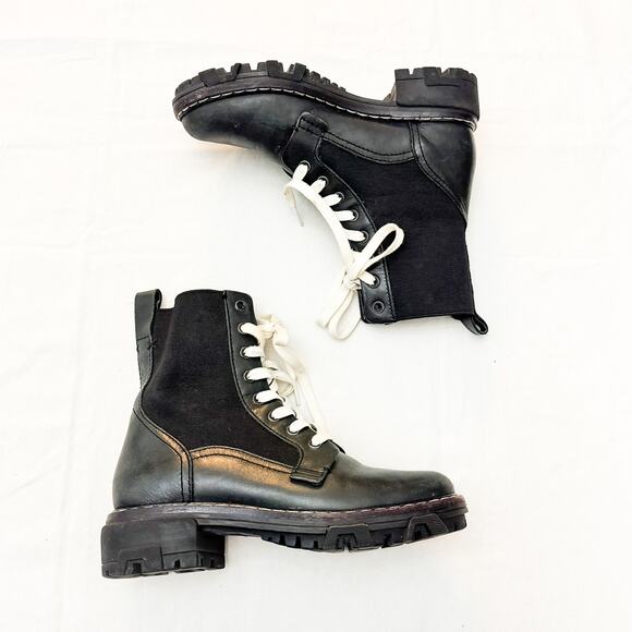 Rag & Bone Shiloh Black Combat Boot White Laces Size 37.5 MINT - Picture 5 of 5